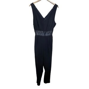 Dynamite Black Mixed Media Back Cutout Jumpsuit Size Medium